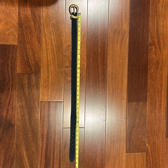 Talbots black belt genuine suede on leather lining, golden buckle - Picture 8 of 10